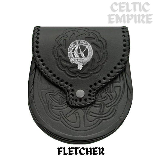 Fletcher Scottish Family Clan Badge Sporran, Leather