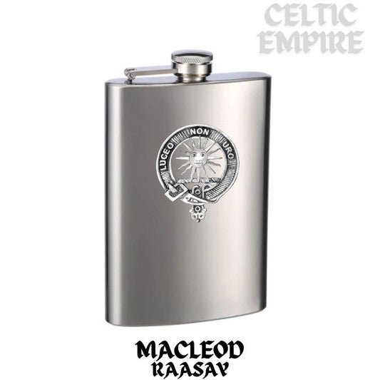 MacLeod (Raasay) 8oz Family Clan Crest Scottish Badge Stainless Steel Flask