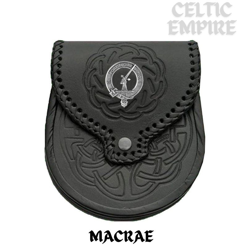 MacRae Scottish Family Clan Badge Sporran, Leather