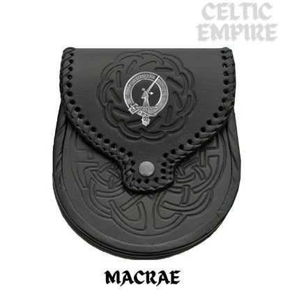 MacRae Scottish Family Clan Badge Sporran, Leather