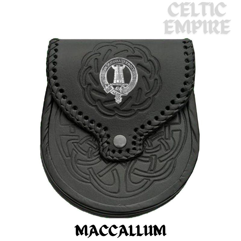 MacCallum Scottish Family Clan Badge Sporran, Leather