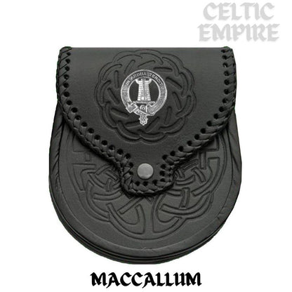 MacCallum Scottish Family Clan Badge Sporran, Leather