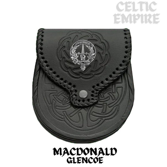 MacDonald (Glencoe) Scottish Family Clan Badge Sporran, Leather