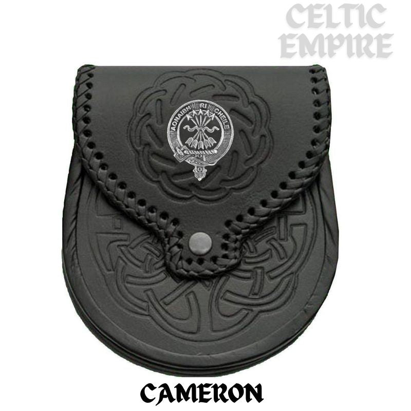 Cameron Scottish Family Clan Badge Sporran, Leather