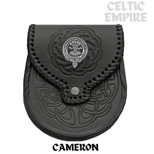 Cameron Scottish Family Clan Badge Sporran, Leather