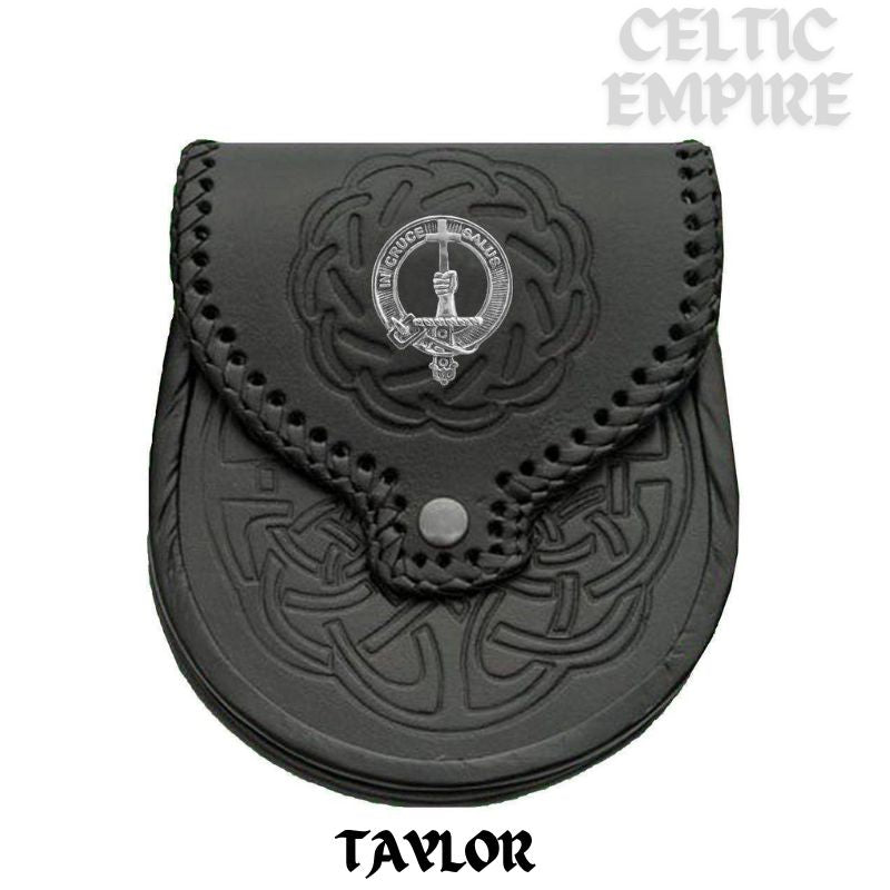 Taylor Scottish Family Clan Badge Sporran, Leather