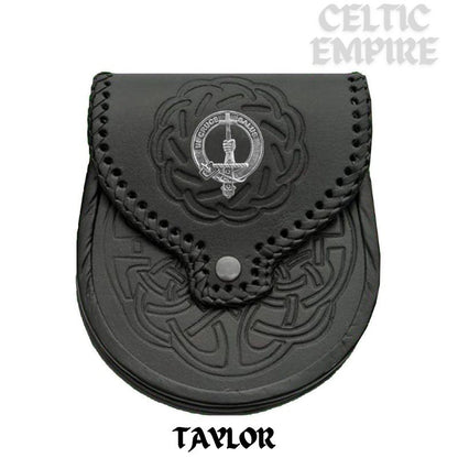 Taylor Scottish Family Clan Badge Sporran, Leather