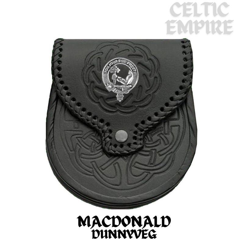 MacDonald (Dunnyveg) Scottish Family Clan Badge Sporran, Leather