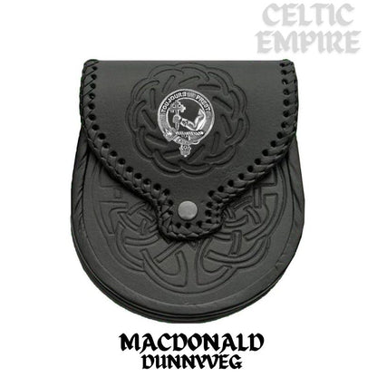 MacDonald (Dunnyveg) Scottish Family Clan Badge Sporran, Leather