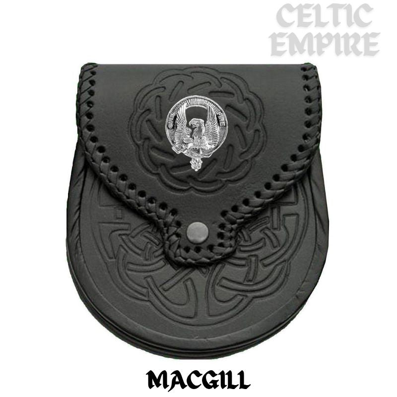 MacGill Scottish Family Clan Badge Sporran, Leather