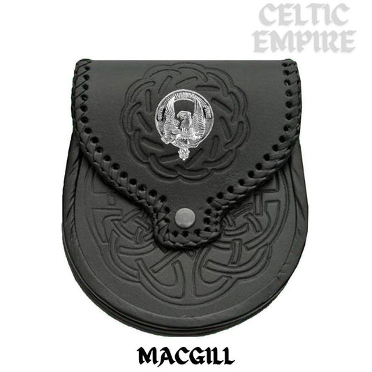 MacGill Scottish Family Clan Badge Sporran, Leather