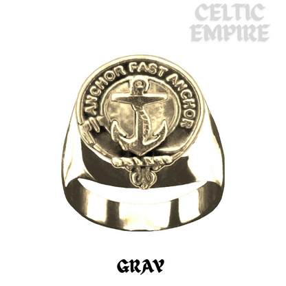 Gray Scottish Family Clan Crest Ring - Sterling Silver and Karat Gold