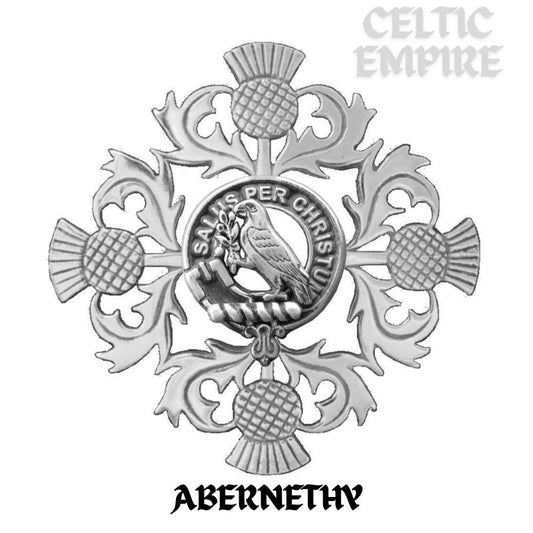 Abernethy Family Clan Crest Scottish Four Thistle Brooch