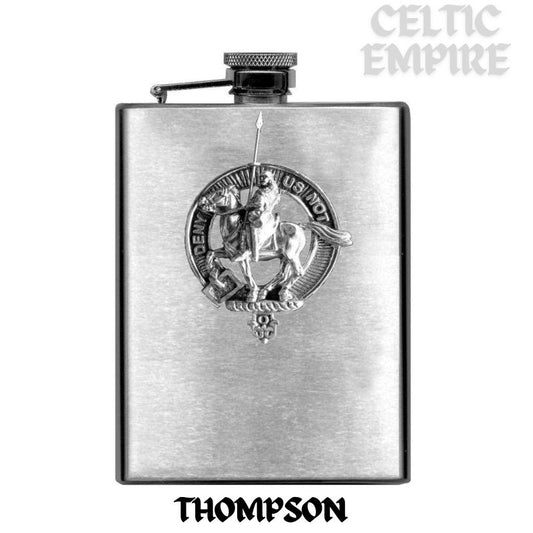Thompson 8oz Family Clan Crest Scottish Badge Stainless Steel Flask