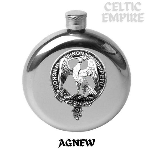 Agnew Round Family Clan Crest Scottish Badge Flask 5oz