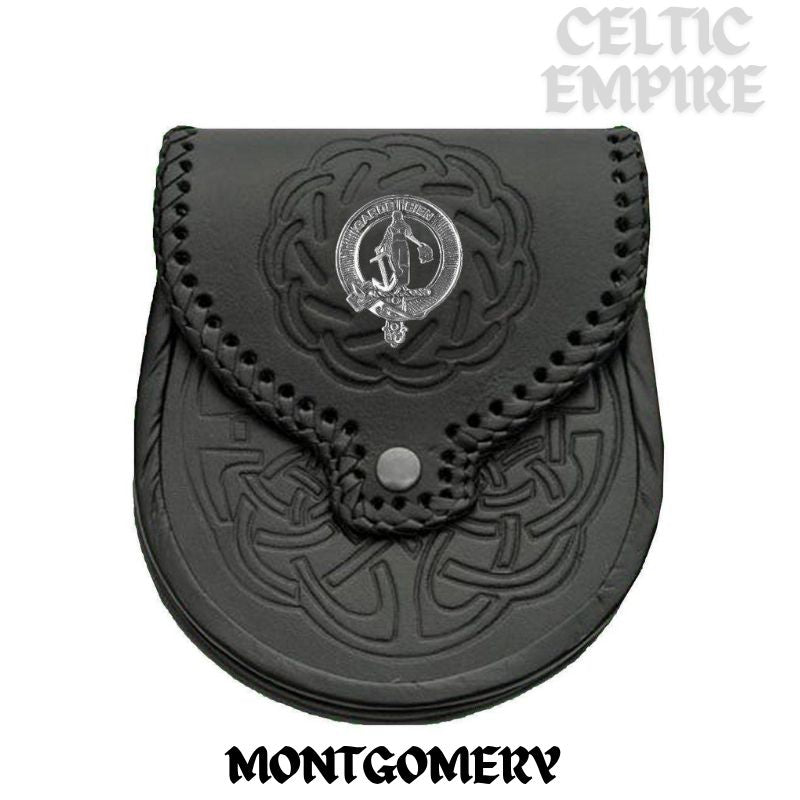 Montgomery Scottish Family Clan Badge Sporran, Leather