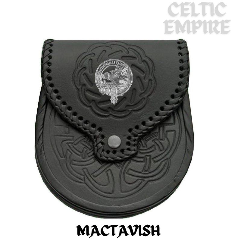 MacTavish Scottish Family Clan Badge Sporran, Leather