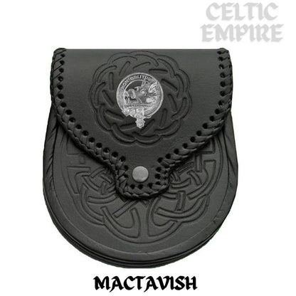 MacTavish Scottish Family Clan Badge Sporran, Leather