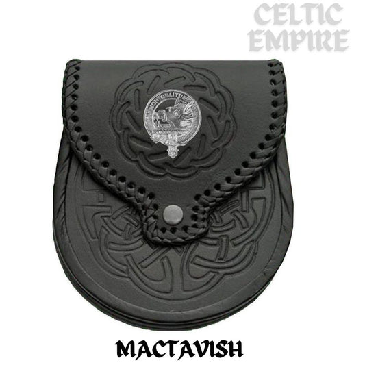MacTavish Scottish Family Clan Badge Sporran, Leather