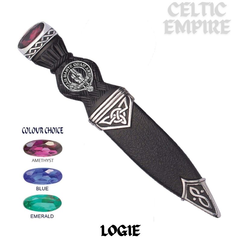 Logie Interlace Family Clan Crest Sgian Dubh, Scottish Knife