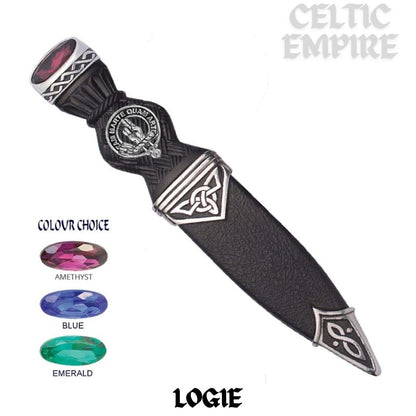 Logie Interlace Family Clan Crest Sgian Dubh, Scottish Knife