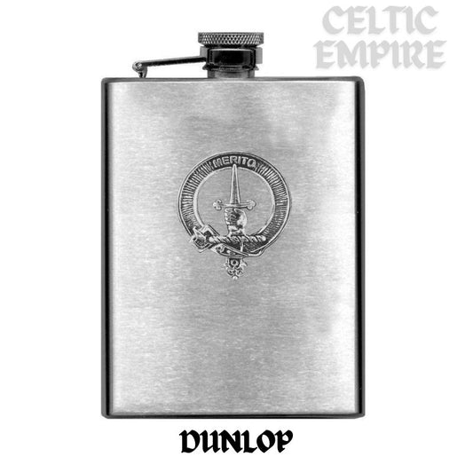 Dunlop Family Clan Crest Scottish Badge Stainless Steel Flask 8oz