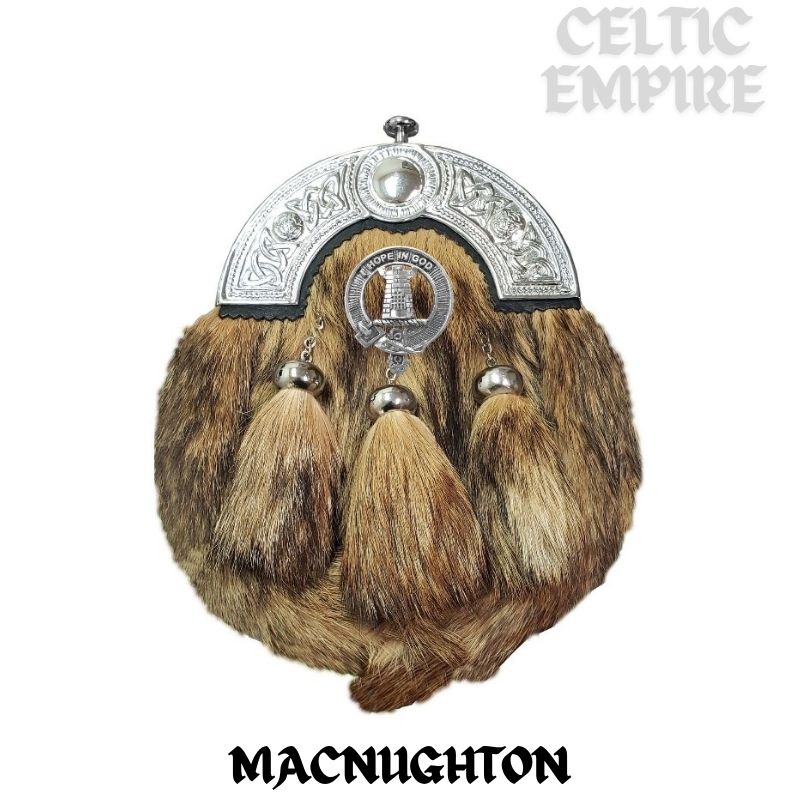 MacNaughton Scottish Family Clan Crest Badge Dress Fur Sporran