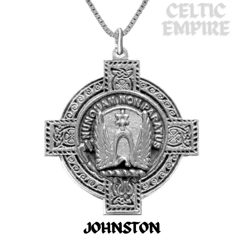 Johnston Family Clan Crest Celtic Cross Pendant Scottish