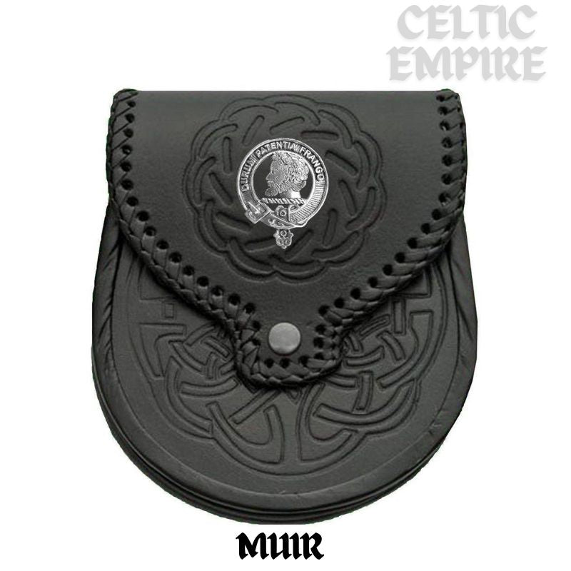 Muir Scottish Family Clan Badge Sporran, Leather