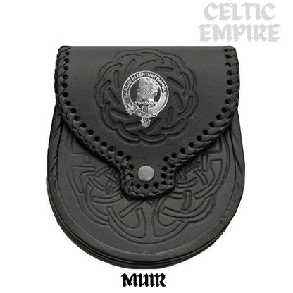 Muir Scottish Family Clan Badge Sporran, Leather