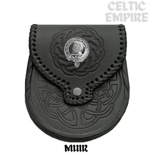 Muir Scottish Family Clan Badge Sporran, Leather