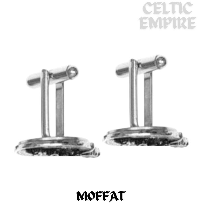 Moffat Family Clan Crest Scottish Cufflinks; Pewter, Sterling Silver and Karat Gold