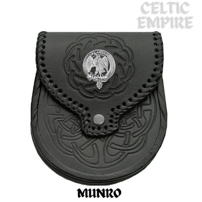 Munro Scottish Family Clan Badge Sporran, Leather