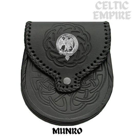Munro Scottish Family Clan Badge Sporran, Leather