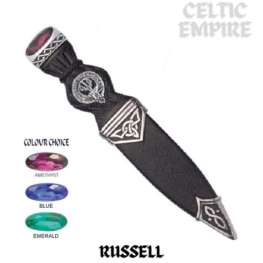Russell Interlace Family Clan Crest Sgian Dubh, Scottish Knife