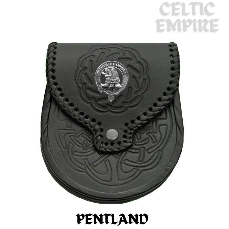 Pentland Scottish Family Clan Badge Sporran, Leather