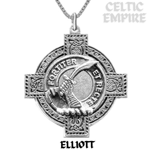 Elliott Family Clan Crest Celtic Cross Pendant Scottish