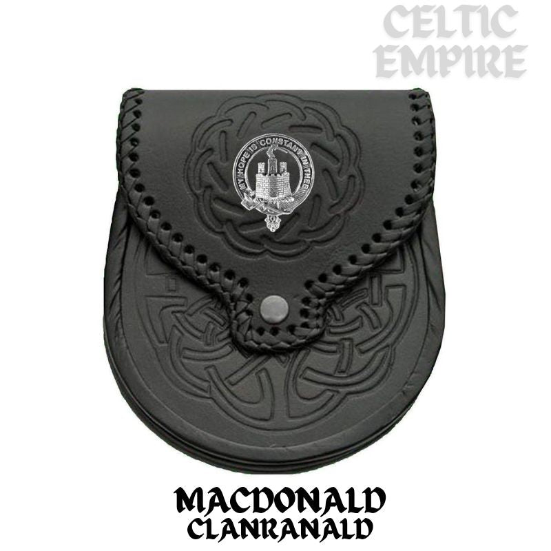 MacDonald (Family Clanranald) Scottish Family Clan Badge Sporran, Leather