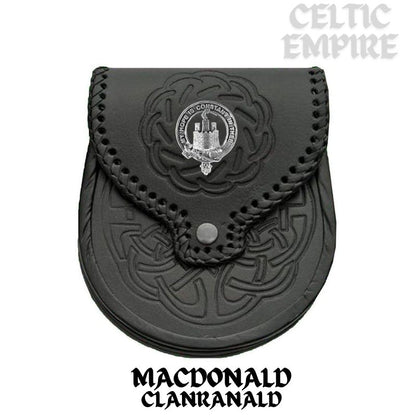 MacDonald (Family Clanranald) Scottish Family Clan Badge Sporran, Leather