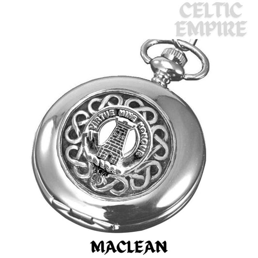 MacLean Family Clan Crest Pocket Watch Silver