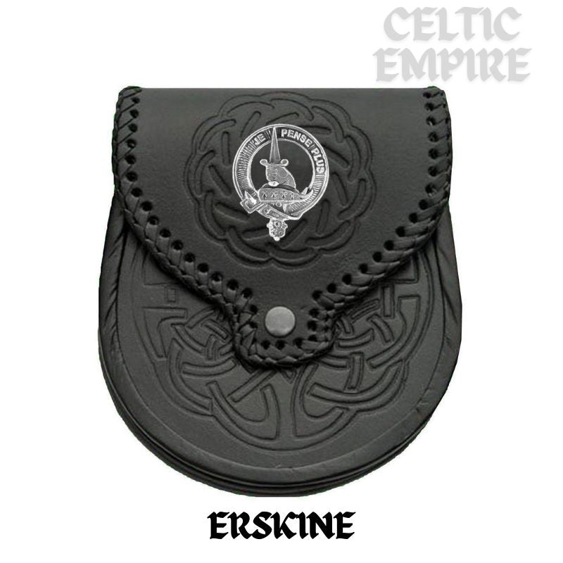 Erskine Scottish Family Clan Badge Sporran, Leather