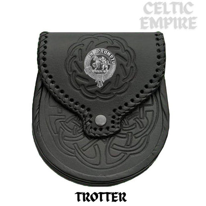 Trotter Scottish Family Clan Badge Sporran, Leather