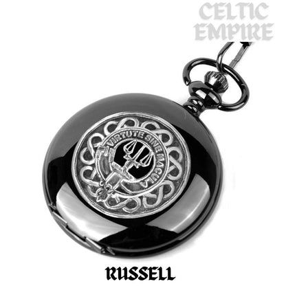 Russell Scottish Family Clan Crest Pocket Watch