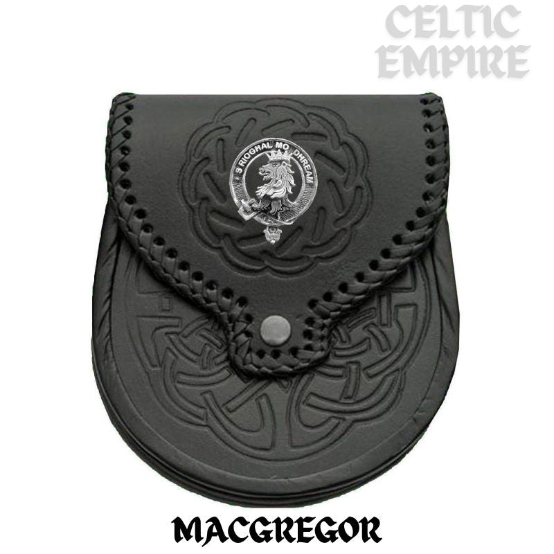 MacGregor Scottish Family Clan Badge Sporran, Leather