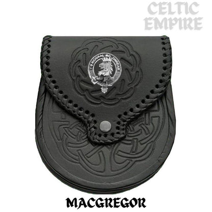 MacGregor Scottish Family Clan Badge Sporran, Leather