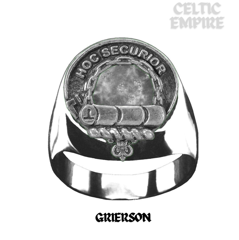 Grierson Scottish Family Clan Crest Ring - Sterling Silver and Karat Gold