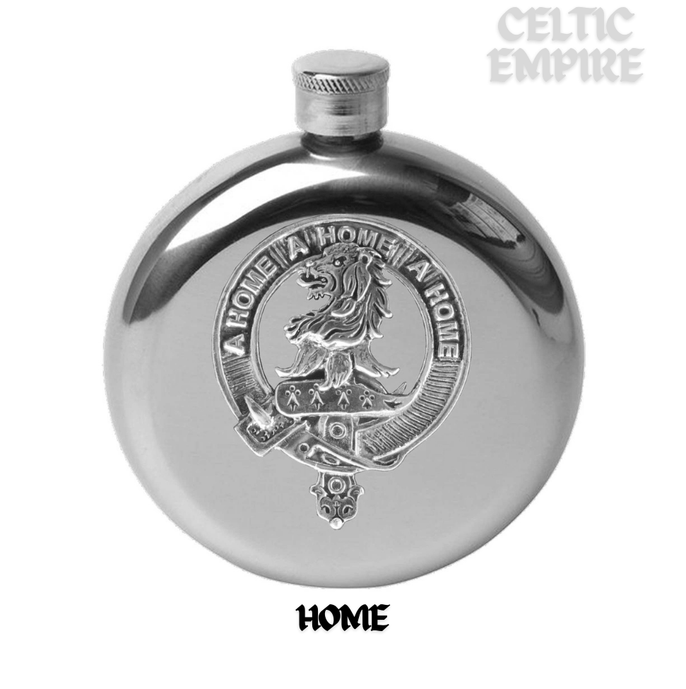 Home 5oz Round Family Clan Crest Scottish Badge Flask