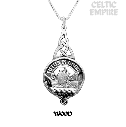 Wood Family Clan Crest Interlace Drop Pendant