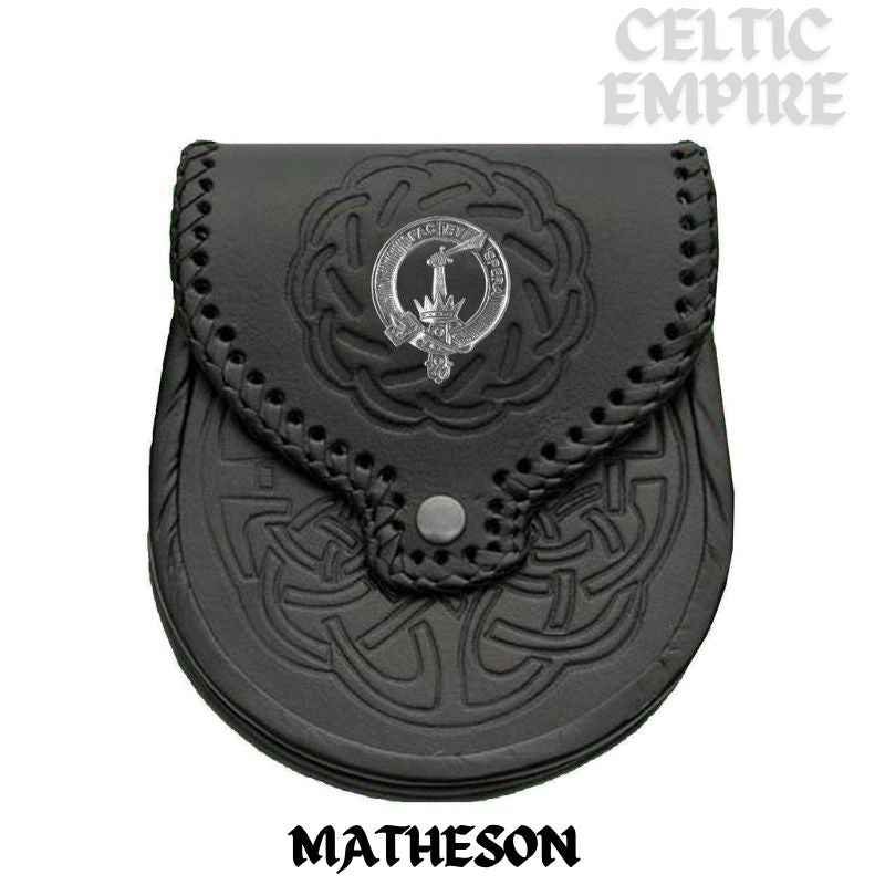 Matheson Scottish Family Clan Badge Sporran, Leather