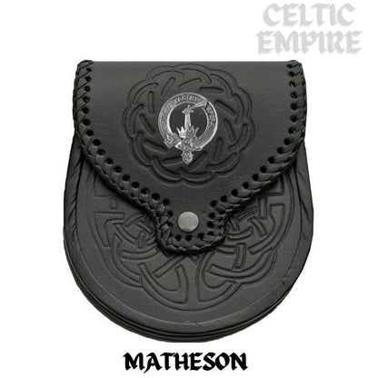Matheson Scottish Family Clan Badge Sporran, Leather